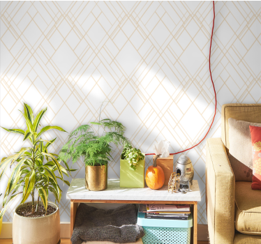 Diagonale gouden effectlijnen geometrisch behang - TenStickers