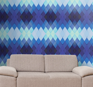 Blauw verticaal patroon behang driehoeken - TenStickers