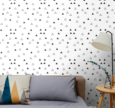 Scandinavisch zwart-wit patroon behang driehoeken - TenStickers