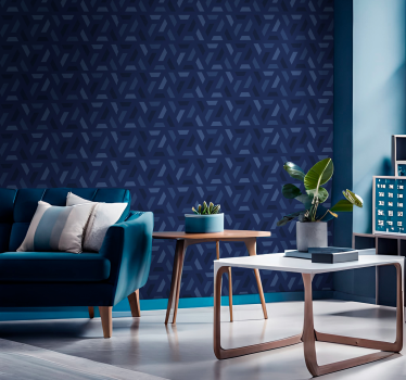 Driehoeken patroon donkerblauw behang - TenStickers