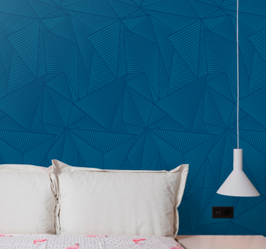 Blauwe geometrische facetten behang driehoeken - TenStickers