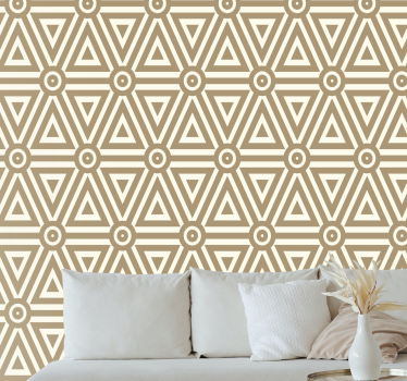 Driehoekige beige opstelling geometrisch behang - TenStickers