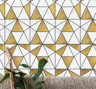 Driehoekjes behang Geometrisch marmereffect - TenStickers