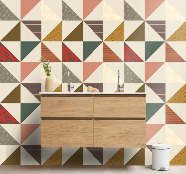 Driehoekjes behang Patchwork geometrisch driehoekspatroon - TenStickers