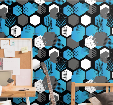 Dynamisch hexagonaal motief geometrisch behang - TenStickers