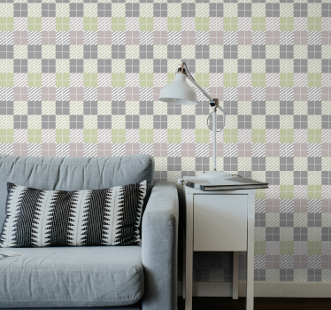 Eenvoud van geruit patroon geometrisch behang - TenStickers