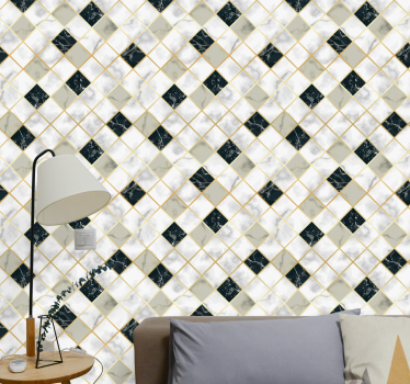 Elegant ruitpatroon marmeren behang - TenStickers