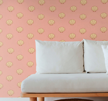 Elegant schelppatroon behang roze - TenStickers