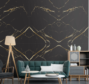 Elegant zwart en gouden design marmeren behang - TenStickers