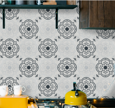 Elegante grijze tegels keuken behang - TenStickers