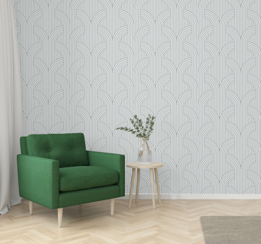 Gebogen lijnenpatroon geometrisch behang - TenStickers