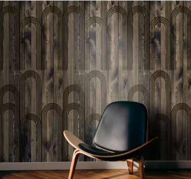 Gebogen patroonontwerp hout behang - TenStickers