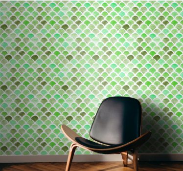 Gegolfd groen patroon behang print - TenStickers