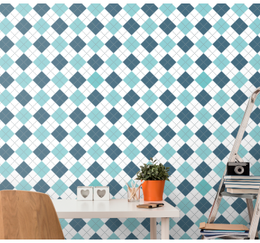Geometrisch argylepatroon behang vierkant - TenStickers