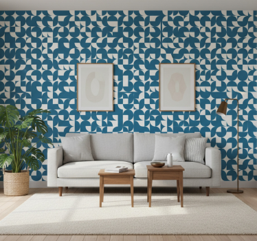 Geometrisch behang blauwe cirkel kunstpatroon - TenStickers