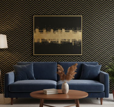 Geometrisch behang chevron gouden motief - TenStickers
