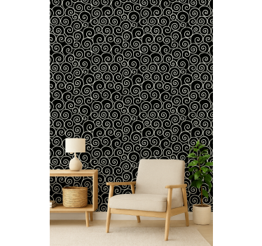 Geometrisch behang zwarte en witte golven - TenStickers