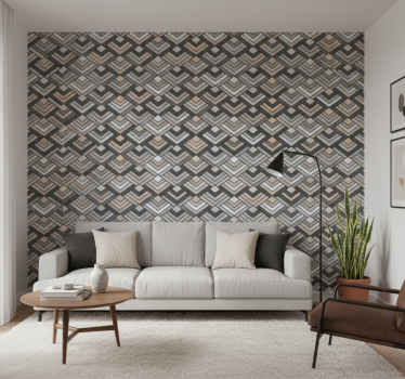 Geometrisch behang gelaagde chevron vormen - TenStickers