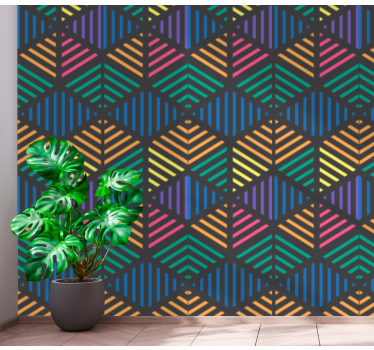 Geometrisch behang gestreept patroon - TenStickers