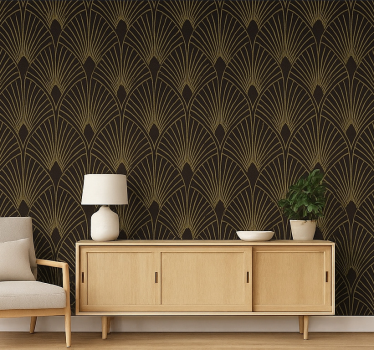 Geometrisch behang gouden deco fan - TenStickers