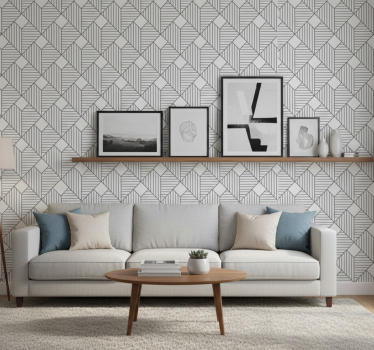 Geometrisch behang grijs patroon stijl - TenStickers