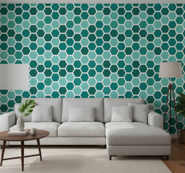 Geometrisch behang groen honingraatmotief - TenStickers