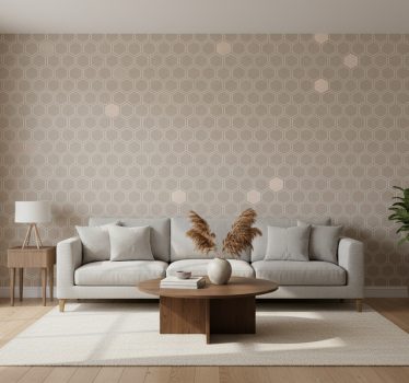 Geometrisch behang hexagon beige motief - TenStickers