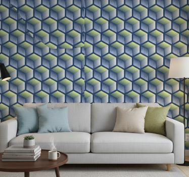 Geometrisch behang hexagonaal cube patroon - TenStickers