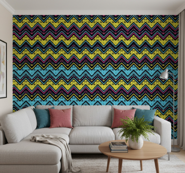 Geometrisch behang levendig chevronpatroon - TenStickers