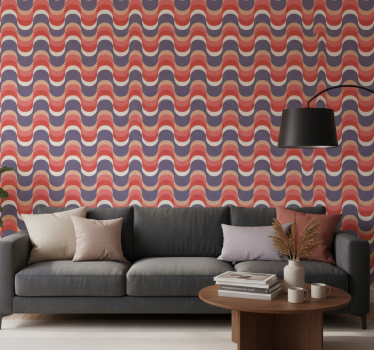 Geometrisch behang met golvend patroon ontwerp - TenStickers