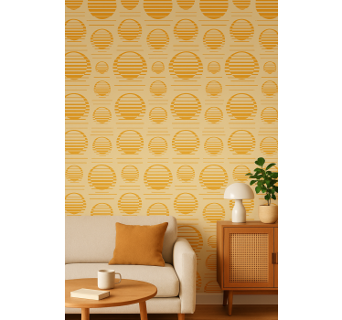 Geometrisch behang retro oranje zonnen - TenStickers