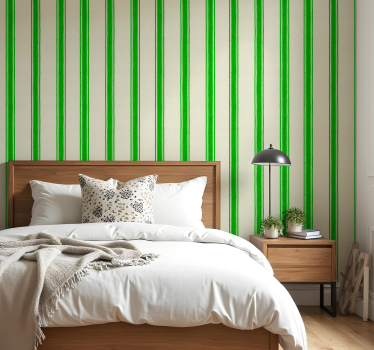 Geometrisch behang verticale lijnen groen - TenStickers