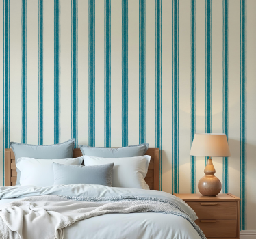 Geometrisch behang verticale lijnen lichtblauw - TenStickers