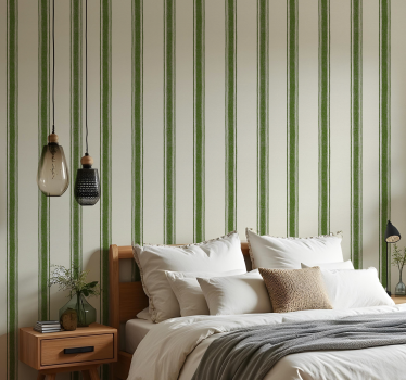 Geometrisch behang verticale lijnen mosgroen - TenStickers