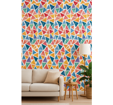 Geometrisch behang vrolijke kleurrijke driehoeken - TenStickers