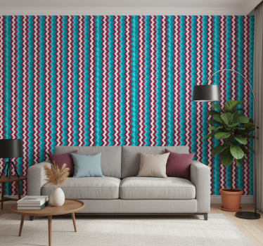 Geometrisch behang zigzag golfpatroon - TenStickers