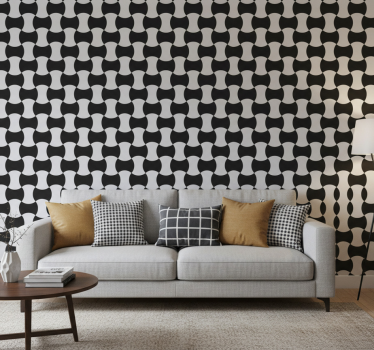 Geometrisch behang zwart en wit curves - TenStickers