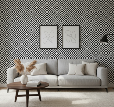 Geometrisch behang zwart-wit - TenStickers