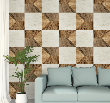 Geometrisch houtwerk hout behang - TenStickers