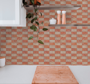 Geometrische beige tegels keuken behang - TenStickers