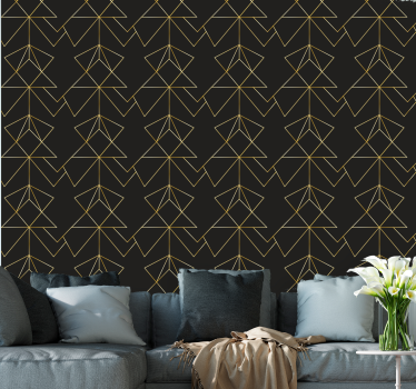 Gouden bladvormen geometrisch behang - TenStickers