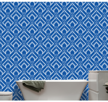 Geometrisch blauw motief geometrisch behang - TenStickers