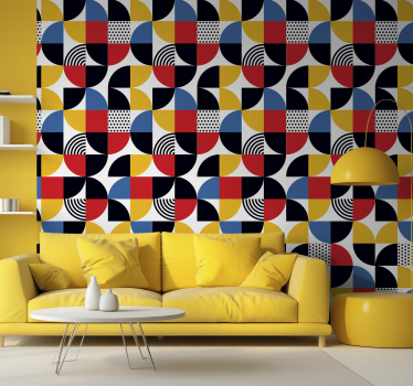 Geometrische cirkelsfusie geometrisch behang - TenStickers