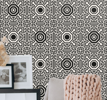 Geometrisch doolhofmotief geometrisch behang - TenStickers