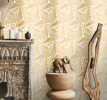 Gouden patroon behang driehoeken - TenStickers