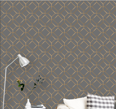 Hexagonaal goudpatroon geometrisch behang - TenStickers
