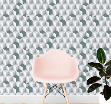 Geometrische kubusillusie geometrisch behang - TenStickers