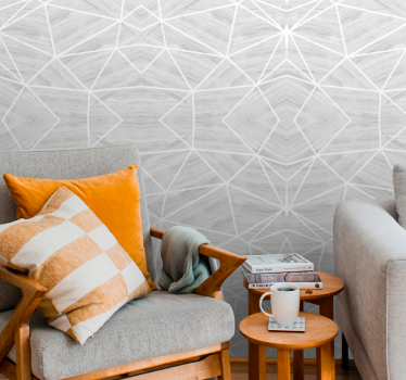 Grijze lijnen over geometrisch behang - TenStickers