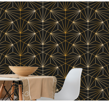 Geometrische lijnenfusie behang - TenStickers