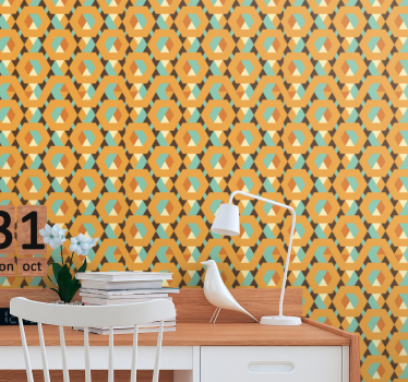 Geometrische retroprint geometrisch behang - TenStickers